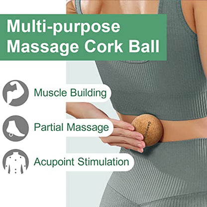 COENGWO Cork Massage Ball, Cork Myofascial Release Ball, Yoga Therapy Ball for Trigger Point Therapy, Muscle Knots, Deep Tissue Relief, 3 Inch - size: 3 inches