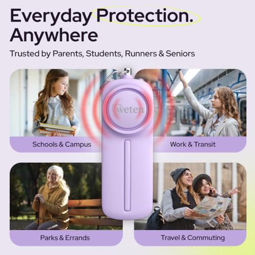 Personal Safety Alarm Keychain for Women, 130dB Panic Pin Siren, Purple - color: E - Purple