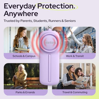 Personal Safety Alarm Keychain for Women, 130dB Panic Pin Siren, Purple - color: E - Purple