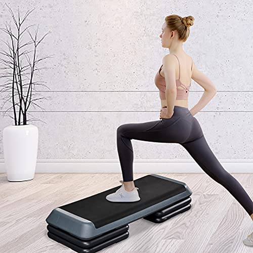 Yaheetech 43in Aerobic Step Platform, 3-Level Adjustable Workout Bench