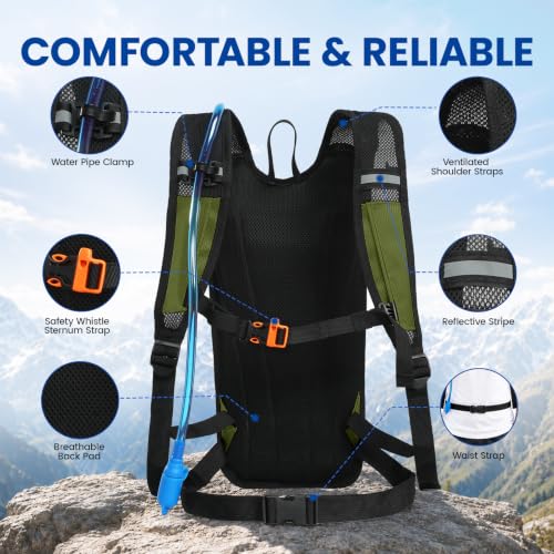 Nepest Hydration Backpack with 2L Water Bladder Water Back Pack - color: Green