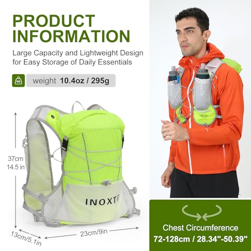 IX INOXTO Running Vest Hydration Backpack, Lightweight Running Backpack Hydration Pack with 1.6L Water Bladder Daypack for Trail Running Hiking Cycling Race Marathon for Women Men - color: Green