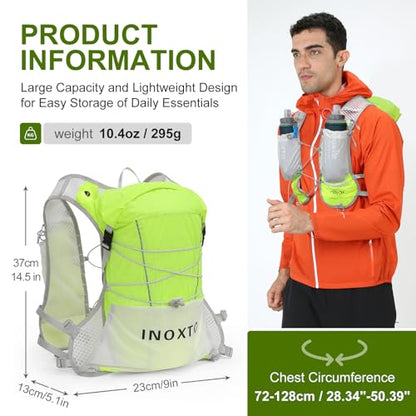 IX INOXTO Running Vest Hydration Backpack, Lightweight Running Backpack Hydration Pack with 1.6L Water Bladder Daypack for Trail Running Hiking Cycling Race Marathon for Women Men - color: Green