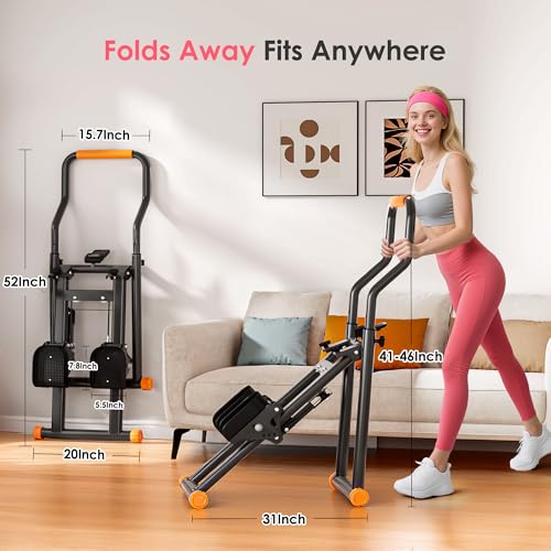 soges Folding Stair Stepper for Home, Adjustable Handlebar Pedals, Black