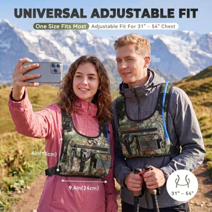 Criuage USA Patent Running Hydration Vest Backpack, Lightweight Chest Pack with 2.0L Water Bladder Bag Daypack for Hiking Running Cycling Race Marathon for Women Men - color: Cagreen