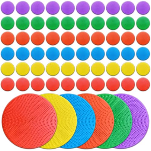 Poly Spot Markers 4 inch/9 inch Non-Slip Rubber Agility Training Markers Floor Dots Flat Field Cones for Football, Soccer, Basketball, School Exercise Drills, Dance Practice - color: 6 Colors, size: 4 inch