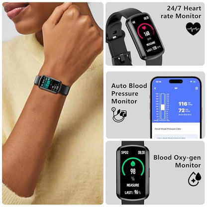 Health Fitness Tracker, Smart Watch with 24/7 Heart Rate, Activity Tracker with Blood Pressure and Blood Oxygen Monitor, 120 Sport Mode Waterproof Sleep Tracker for Women Men - color: Light Black