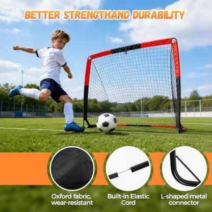 4x5 FT Foldable Kids Soccer Goal Set of 2, Portable Soccer Net