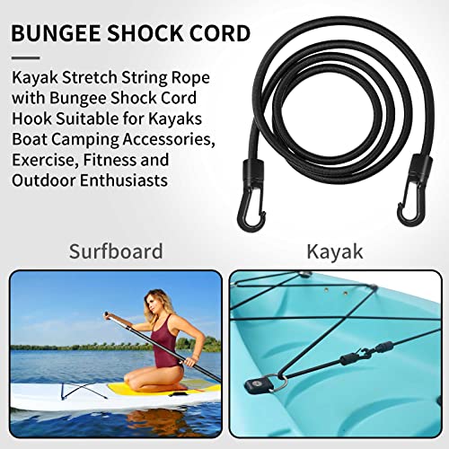 1/4" Elastic Bungee Cord Kayak Stretch String Shock Rope(19.7ft) - size: 8 Hook & 19.70 Ft Cord