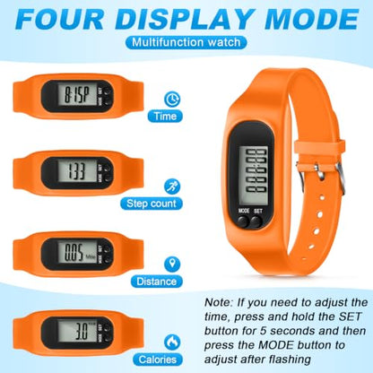 Kenning 3 Pcs Walking Running Pedometer Watch - color: Orange, Green, Black