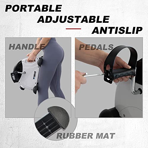 TODO Mini Exercise Bike Pedal Exerciser Foot Peddler Portable Therapy Bicycle with Digital Monitor - color: Bright White