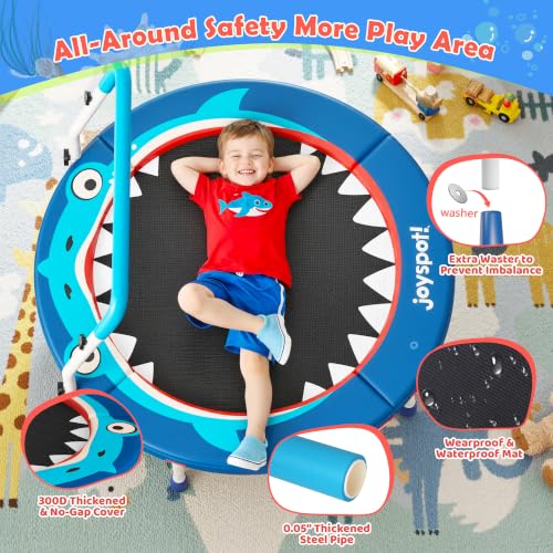 36-Inch Toddler Trampoline with Foam Handle, 3FT Foldable Mini Rebounder - color: Blue