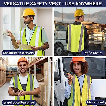 Safety Vest with High Visibility - 2 Inch Reflective Strips, Bright Neon Yellow, Breathable Polyester Mesh Fabric, ANSI ISEA Class Unrated, Hi Viz All Day and Night (30 Pack - Small-Large) - size: Small-Large (Pack of 3)