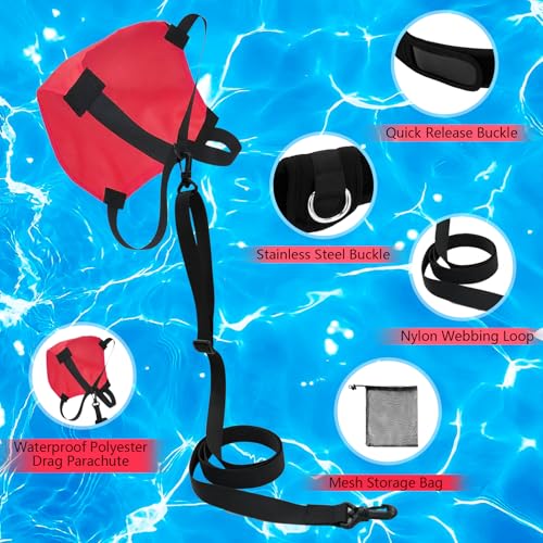 Swim Parachute Resistance Training Set - color: Red