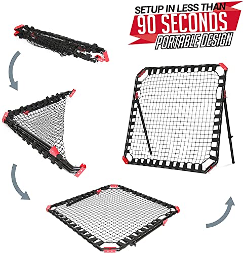 Soccer Rebound Net Rebounder | Skill Training Gifts, Aids & Equipment for Kids Teens & All Ages - Kick-Back/Perfect Storage, Agility Ladders