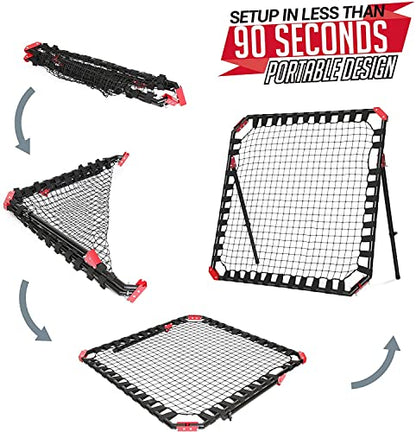 Soccer Rebound Net Rebounder | Skill Training Gifts, Aids & Equipment for Kids Teens & All Ages - Kick-Back/Perfect Storage, Agility Ladders