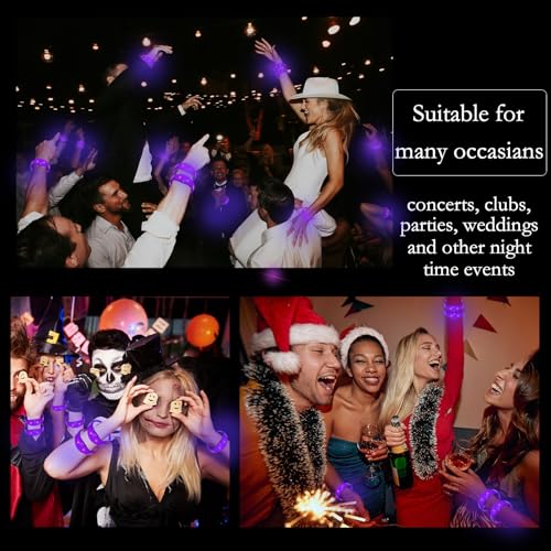 100 Pcs LED Bracelets Sound Activated with Flashing LED Strobe Music Control Light Up Bracelets for Rave, Game Prizes, Birthday Party Favor,Valentine's Day gift - color: Purple
