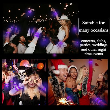 100 Pcs LED Bracelets Sound Activated with Flashing LED Strobe Music Control Light Up Bracelets for Rave, Game Prizes, Birthday Party Favor,Valentine's Day gift - color: Purple
