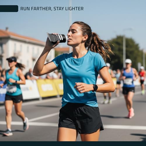 FITLY FLASKS Combo - 3 Handheld Soft Flask, Collapsible Water Bottles for Running, Marathon, Hiking, Cycling (5 oz, 8.5 oz, 13.5 oz / 150-250-400 ml) - color: Black, style: Sporty