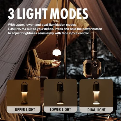 LUMENA M4 Portable LED Lantern | Rechargeable Camping Light, Water-Resistant, 3350mAh Battery, Adjustable Brightness & Modes, Magnetic, Durable for Outdoor & Emergency Use (Platinum Beige) - color: Platinum Beige