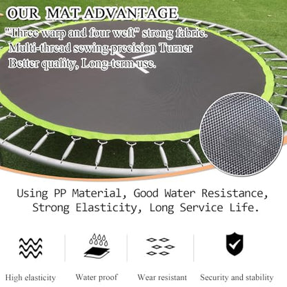 Trampoline Replacement Mat, Dia:105.5", Fits 10ft Frame, with 54/56/60/64 V-Rings for Choose and Spring Tool, Fits 5.3"-5.7" Springs, UV-Resistant - size: 64 V-Rings | 105.5" Diam