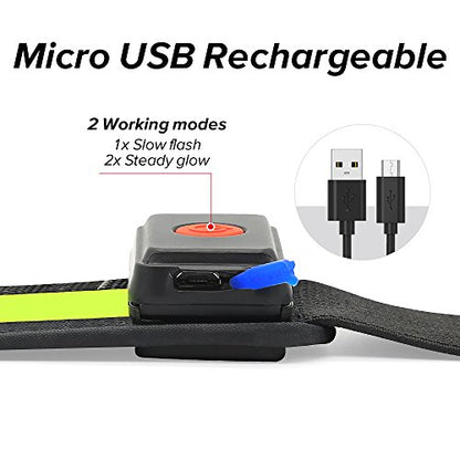 BSEEN LED Running Waist Belt - USB Rechargeable Reflective Glowing LED Waistband, Flashing Safety Light Belt for Runners, Joggers, Walkers, Pet Owners, Cyclists - color: Green