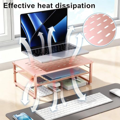 gianotter 2-Tier Metal Monitor Stand Riser - color: Rose Gold