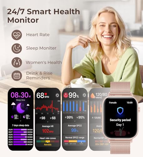 Iaret Smart Watch for Women, 1.83" HD Fitness Tracker with 4 Bands, Answer/Make Calls, Heart Rate/Sleep/SpO2/Step Tracking, 100+ Sport Modes, Android/iPhone Compatible Gift (White) - color: White