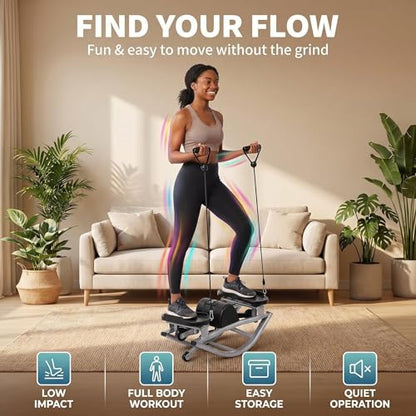Low-Impact Lateral Rocking Fitness Stepper for Knees and Joints,Home Workout Machine,Rock Stepper Machine with Digital Display,Track Time,Reps,Calories for Legs,Glutes,Abs - size: Grey