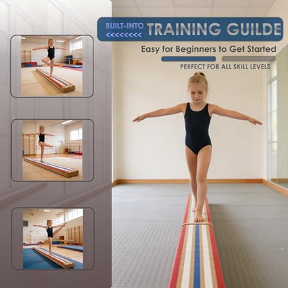 8 FT Floding Floor Balance Beam Gymnastics with Laser Guide for Kids