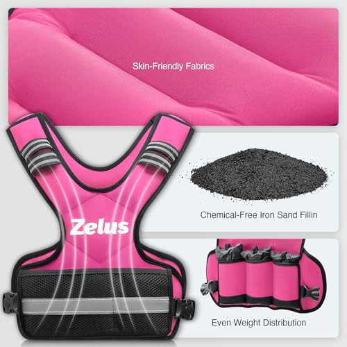 ZELUS Weighted Vest for Men Women,Adjustable 4-32lb Vest, Removable Weights - color: Pink, size: 4-10 lb.
