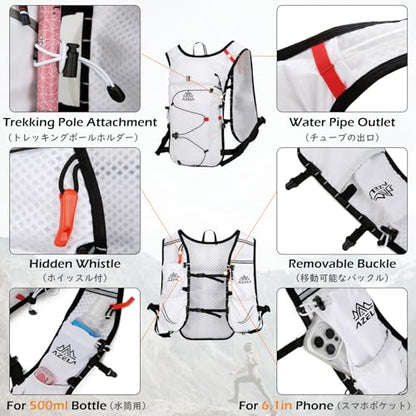 TRIWONDER Hydration Vest Running Backpack for Men & Women, Water Pack for Hiking, Camping, Climbing & Cycling, Lightweight Daypack - color: 07 White - with 500ml Soft Flask