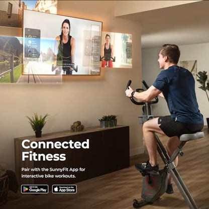 Sunny Health & Fitness Smart Foldable Magnetic X-Bike, Low-Impact Workouts - color: Grey