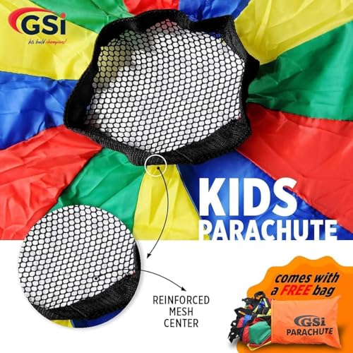 GSi Kids Rainbow Parachute 6 ft to 35 ft for School & Gym Class - size: 16 Feet
