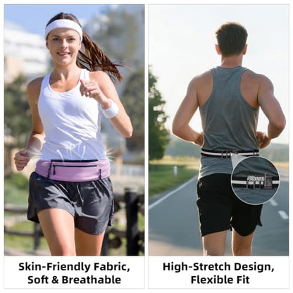 Lightweight Running Belt, Water-Resistant Waist Pack for Women & Men, 4-Zone Organization Fits Up to 7" Phone, Reflective Strips Design for Marathon Training, Jogging, Hiking, Commuting - color: Lilac Purple