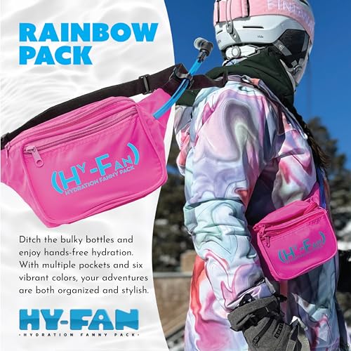 HY-FAN Hydration Fanny Pack with Bladder, 17oz BPA-Free, Hands-Free Design, Secure Pockets, Ideal for Athletic Outdoor Activities, Travel and More - Sky Blue - color: Sky Blue