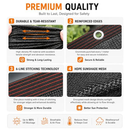 Trampoline Shade Cover 90% Shading Ratio Black Sunshade Tent Top Cover 10ft 12ft 14ft for Round Trampoline, Easy to Install for Backyard Playground, Sunproof Net for Outdoor, Tent Only (Fits 14FT) - size: Fits 14FT