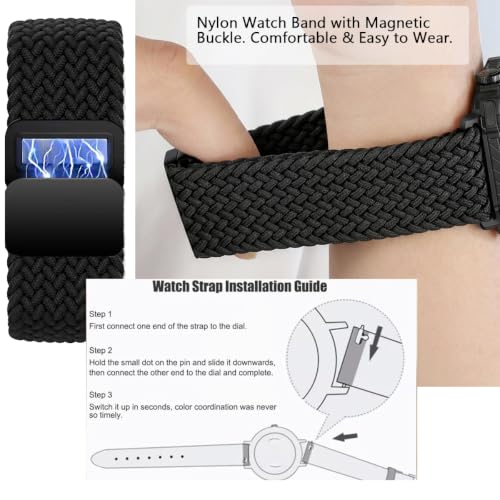 Military Smart Watch with Earbuds for Men and Women,2'' Tactical Display,Sport Modes,Fitness Tracker,Heart Rate,Answer/Make Call, Sleep Monitor, SmartWatch, iOS & Android, + Nylon Band - color: Black SQ +Nylon band& 2Glass