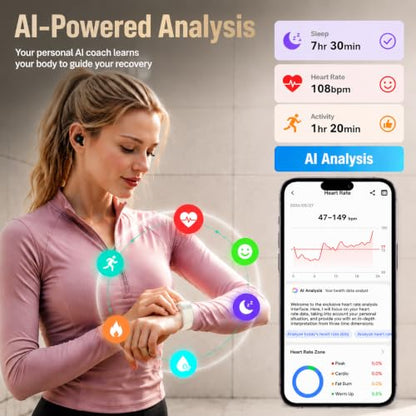 Yihou Screenless Fitness Tracker GPS Smart Bracelet Heart Rate Sleep Monitor Health Tracker Fall Detection SOS Call Pedometer Step Counter AI-Powered Activity Tracker Waterproof Nylon Wrist Band - color: Beige