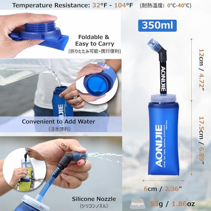 Azarxis Running Water Bottles Flask BPA Free Leakproof Hydration Vest Packs Waist Belt Replacement for Triathlon Marathon Hiking Cycling Climbing Runner - color: #5 Gray (5.5L) with a 350ml Soft Flask