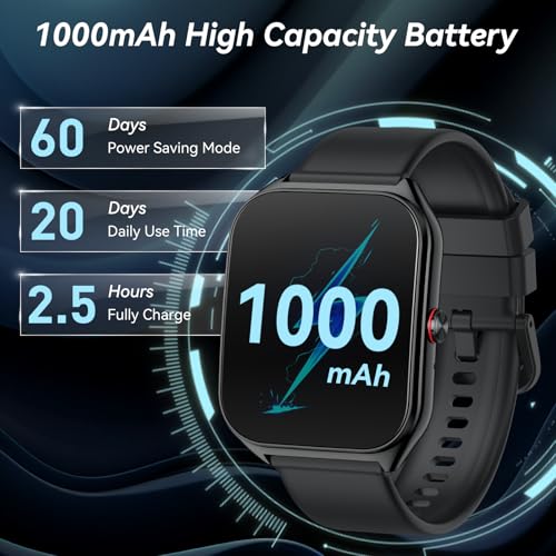 2026 AI Smart Watch for Men Women with ChatGPT, 1000mAh Fitness Tracker - color: Drill black