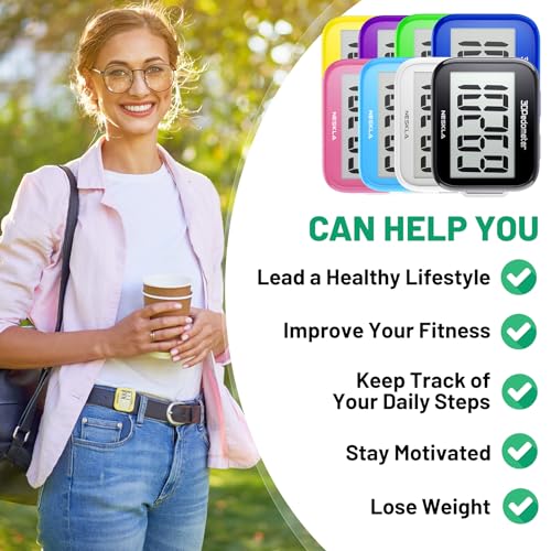 NESKLA 3D Pedometer, Simple Step Counter with Large LCD Display for Walking - color: Yellow