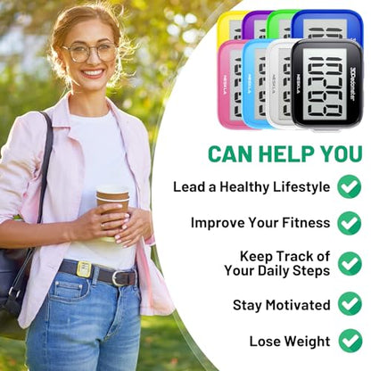 NESKLA 3D Pedometer, Simple Step Counter with Large LCD Display for Walking - color: Yellow
