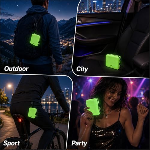 Glow in the Dark Coin Purse with Clip, Silicone Zipper Pouch, Change Purse