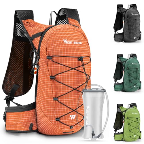 Lightweight Hydration Backpack with 2L Water Bladder Running Hydration Vest Backpack Specialized Hydration Pack for Cycling, Hiking, and Mountaineering - color: orange