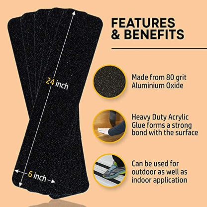 Non-Slip Stair Treads for Wooden Steps, Indoor and Outdoor Grip Tape Black - size: Black, style: 15 Pack