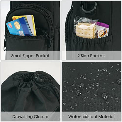 sportsnew 40oz Crossbody Water Bottle Bag for Gym Hiking - color: Black
