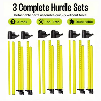 3 Pack Adjustable Height Hurdles Training Equipment, Detachable