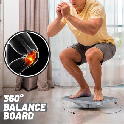 Advanced Wood Balance Board, Table Balance Board, Office Swing Board, for Physical Therapy, Fast Fitness Training and Outdoor Sports Balance Training Device - color: Advanced 360° Rotation-Gray