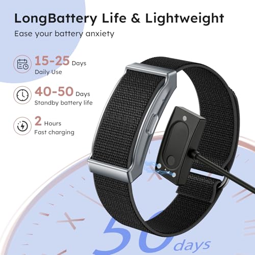 Smart Bracelet Health Wristband Fitness Tracker Heart Rate Monitor Sleep Tracker Step Counter Pedometer Multi Sport Modes Waterproof Wearable Activity Tracker, Free App, Silicone & Nylon Strap